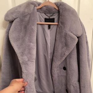 BCBG MAXAZRIA Lilac furry coat